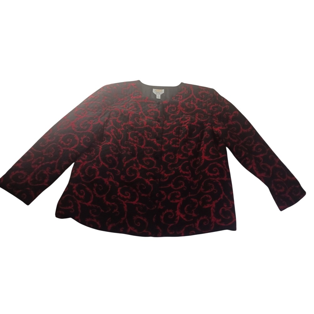 Talbots Pure Silk Quilted‎ Scroll Jacket RN58142 Womens 20W Vintage Frog Button